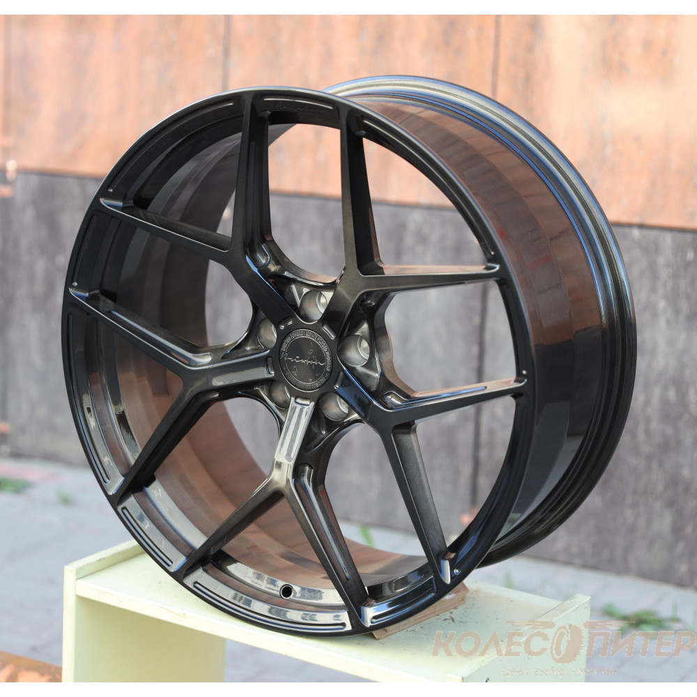 Кованые диски Brixton PF7 10x22 PCD5x112 ET 30 DIA 66.6 Gloss Black Brushed